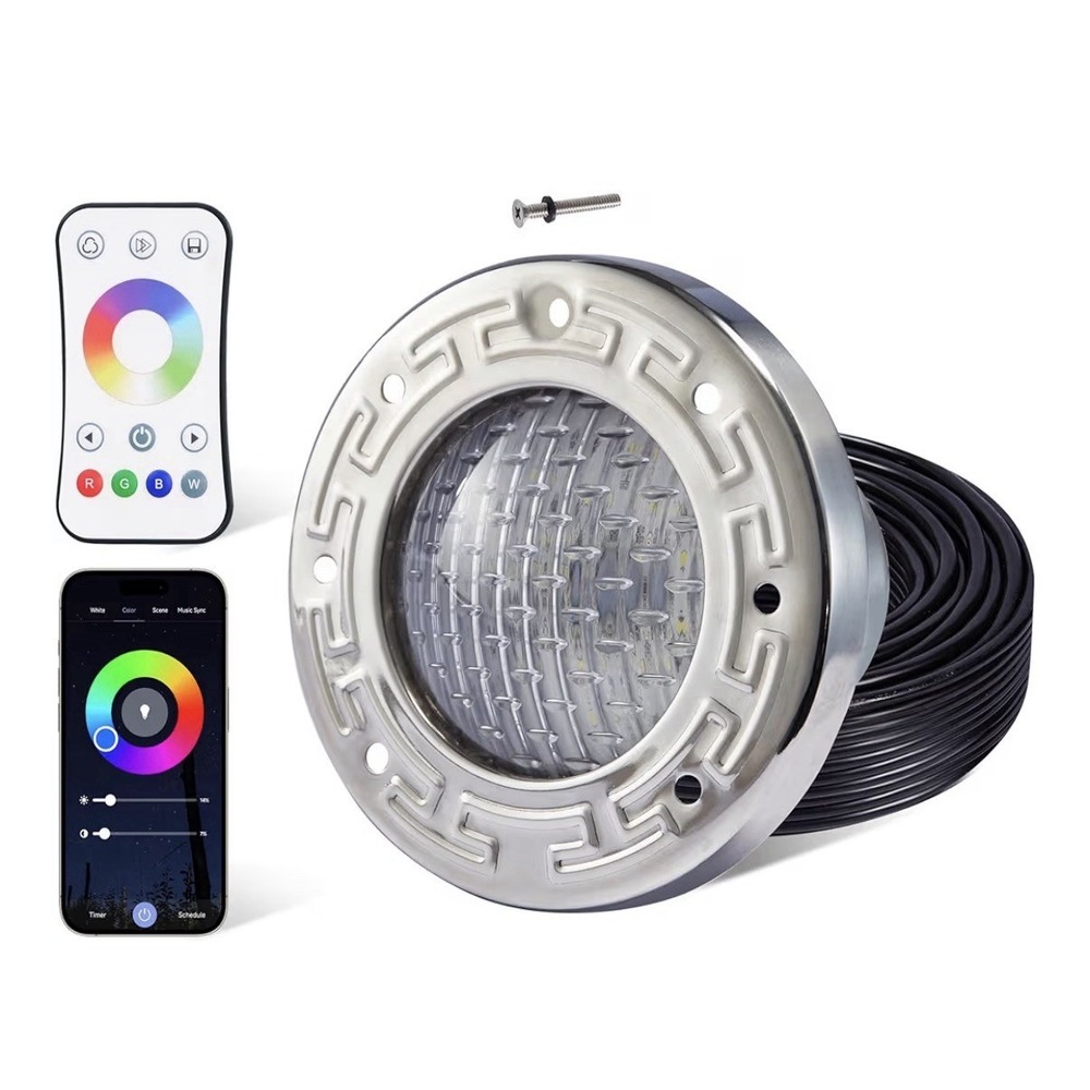 HQUA PN02DC 12V AC LED RGBW Color Change Inground Pool/Spa Light, 6 Inch 15W 125